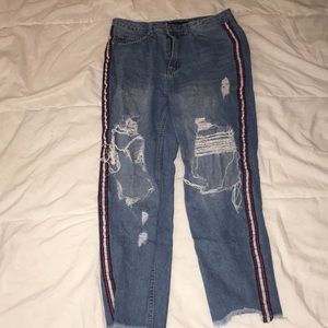 Blue Ripped Mom Jeans